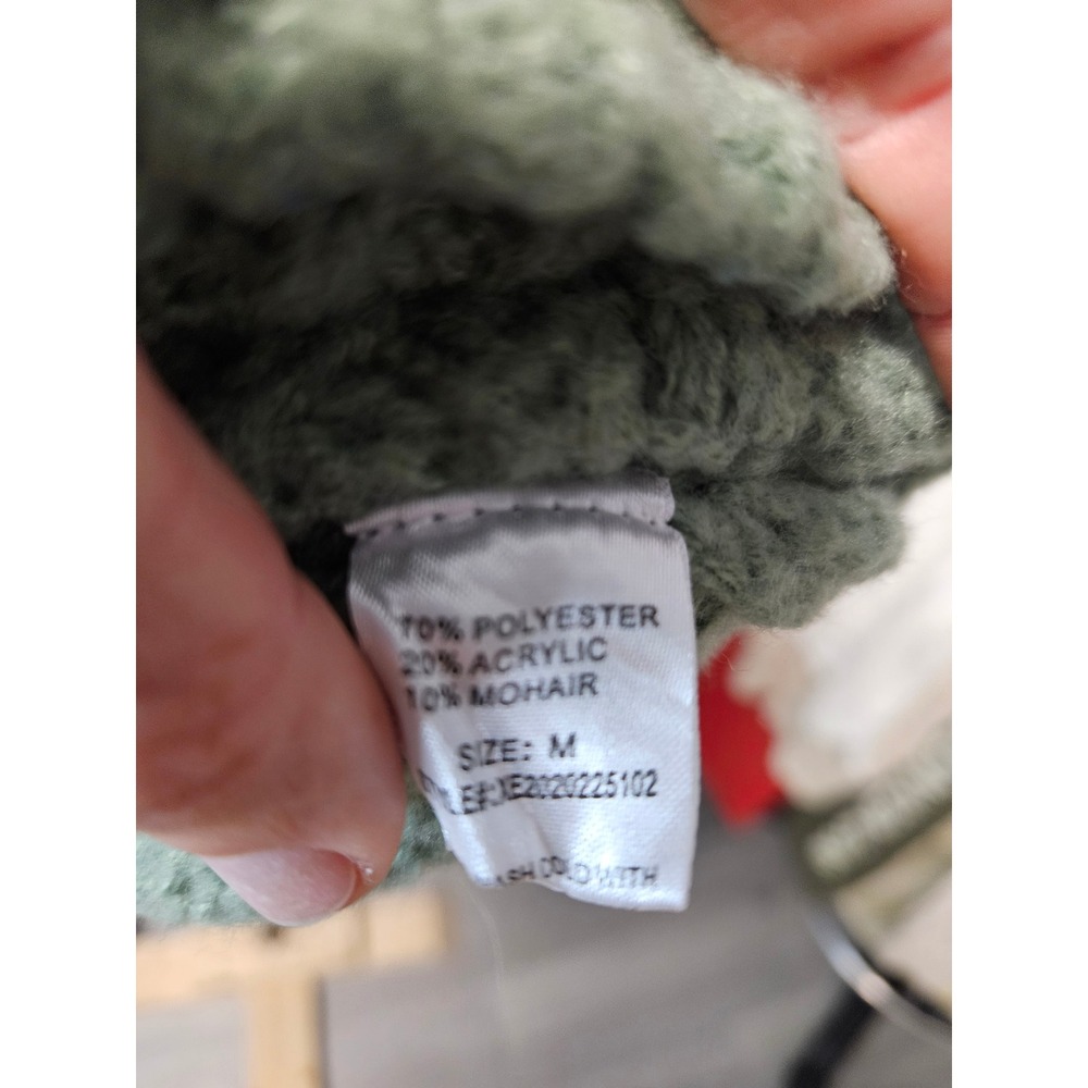 Woven Heart Sage Green Cable Knit Turtleneck Sweater Mohair Blend Size M - Picture 5 of 6